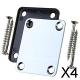 Maxbell 4xChrome Neck Plate w/ Screws For Fender Strat Electric Guitar