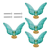 Maxbell 4 Pieces Cabinet Handles Butterfly Design Cabinet Knobs for Dresser Cupboard Green