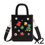 Maxbell 2xBeach Bag for Women Portable Handbag Shopping Basket for Holiday Travel Yoga Black