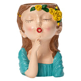 Maxbell 2x Cute Human Head Sculpture Vase Succulent Vase Flowerpot Table Decor