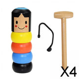 Maxbell 4xUnbreakable Immortal Wooden Man Magic toy Stubborn tumbler Stage Trick Props