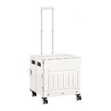 Folding Shopping Cart Lightweight Luggage Trolley for Office Camping Outdoor White