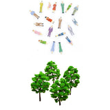 Maxbell 100x Painted Model Train People + 10x Model Tree Train Scenery Landscape HO N