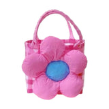 Maxbell Flower Woven Bag Handbag Woven Basket Handbag for Garden Ceremony Harvesting Pink Pink Flower