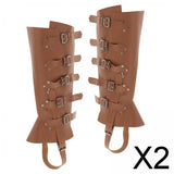 Maxbell 2xMedieval Renaissance Leg Leather Armor Part Warrior Shoes Boots Cover Brown