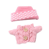 Maxbell 2 Pieces Plush Doll Sweater and Hat Doll Clothes for 5.91inch 6.69inch Dolls pink