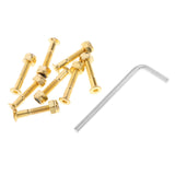 Maxbell 4x8x Longboard Skateboard Wheel Repair Hardware Screws with Wrench 1'' Golden