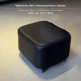 Maxbell Modern Rolling Low Stool, Movable Sofa Ottoman with Backrest, Cat Paw PU Leather, quiet-glide Universal casters, Multipurpose Living Room Small Chair, comfortable Stylish No Backrest Black