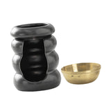 Maxbell Ceramic Essential Oil Burner Gift Tealight Candle Holder for Party Home Yoga Black