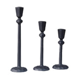 Maxbell 3Pcs Pillar Candle Holders Elegant Metal for Wedding Dining Room Living Room Black