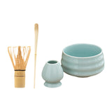 Maxbell Matcha Tea Set Gift for Tea Lovers Handcrafted Bamboo Matcha Whisk and Stand Cyan