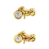 Maxbell 2Pcs Retro Motorcycle Clock Sculpture Motorbike Model Art Craft Decor Golden