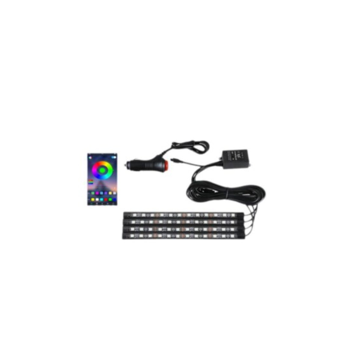 Car light-emitting diode ambient light, portable connector RGB strip, app control, music sync Multicolor 48L APP Cig Lighter