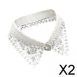 Maxbell 2xWomen Fake Collar Detachable Fake Half Shirt Collar for Clothing Accessories White