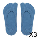 Maxbell 3xWomen 2 Toe Flip Flop Socks Women No Show Toe Socks for Loafer Shoes Sneaker Dark Blue
