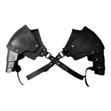 Maxbell 2xFaux Leather Medieval Shoulder Pauldron Knight for Costume Accessory Party Black