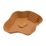 Maxbell Reptile Food Water Bowl with Ramp Turtle Bathing Pool for Turtle Snake Gecko Light Brown