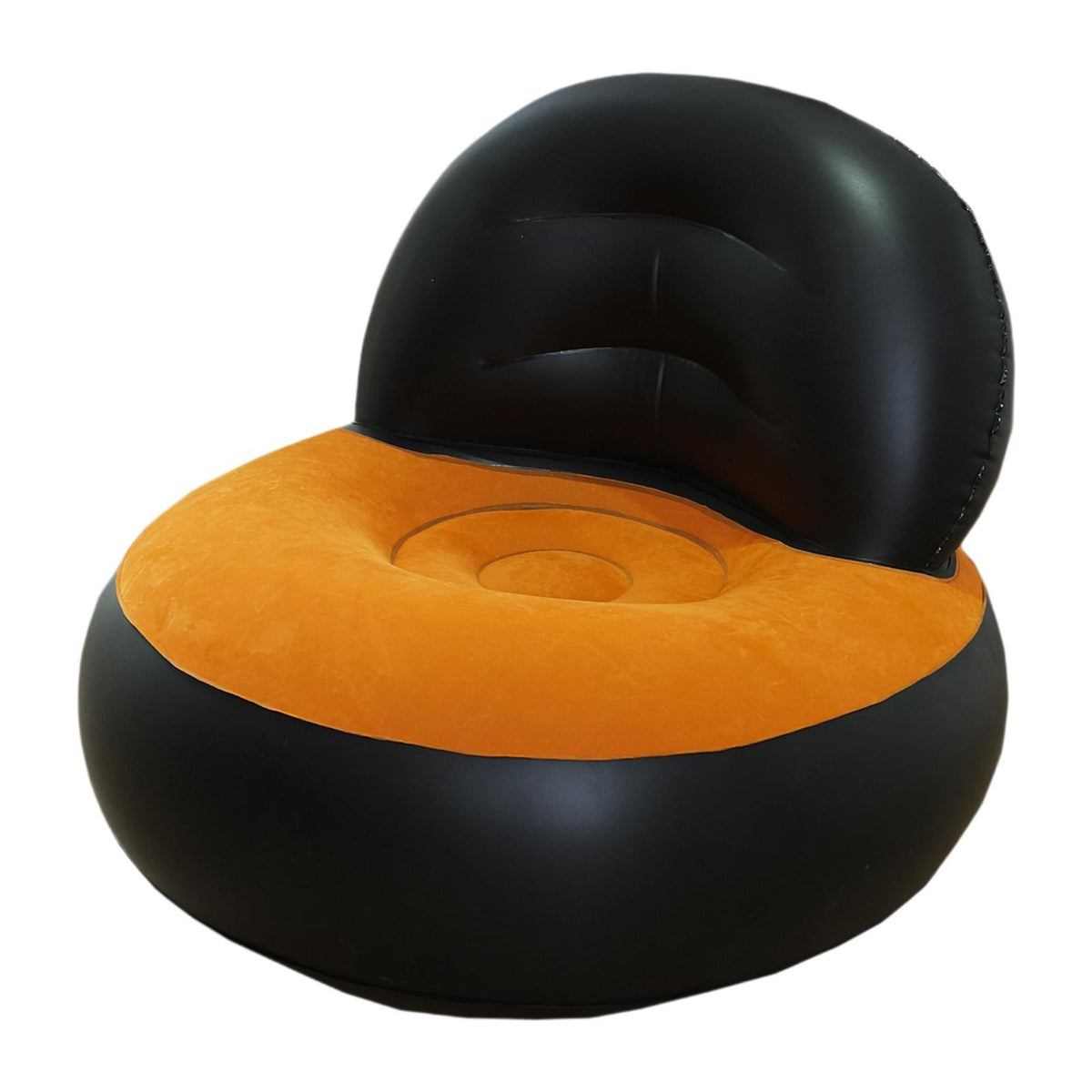 Maxbell Inflatable Sofa Multifunctional Comfortable Lazy Sofa for Home Garden Spring Black Orange