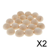 Maxbell 2x20Pcs Half Ball Natural Unfinished Wood For Jewelry Making DIY Crafts 30MM