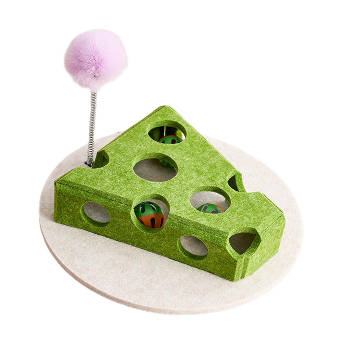 Maxbell Cheese Toy for Cats Cat Teaser Felt Cats Playing Case for Home Ideal Gift Playing Green