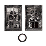 Maxbell 2Pcs Halloween Curtain Window Silhouette Cover for Cafe Shop Holiday Bedroom with Black Ribbon