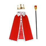 Maxbell King Robe Crown Costume Set with Stick Medieval King Costume for Teen Red