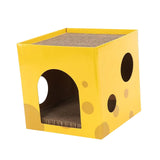 Maxbell Cardboard Cat House Playing Cat Scratch House for Kittens Cats Small Animals Yellow