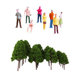 HO OO N Scale Tree with Passenger Figure Model Toy Layout for Diorama Scene