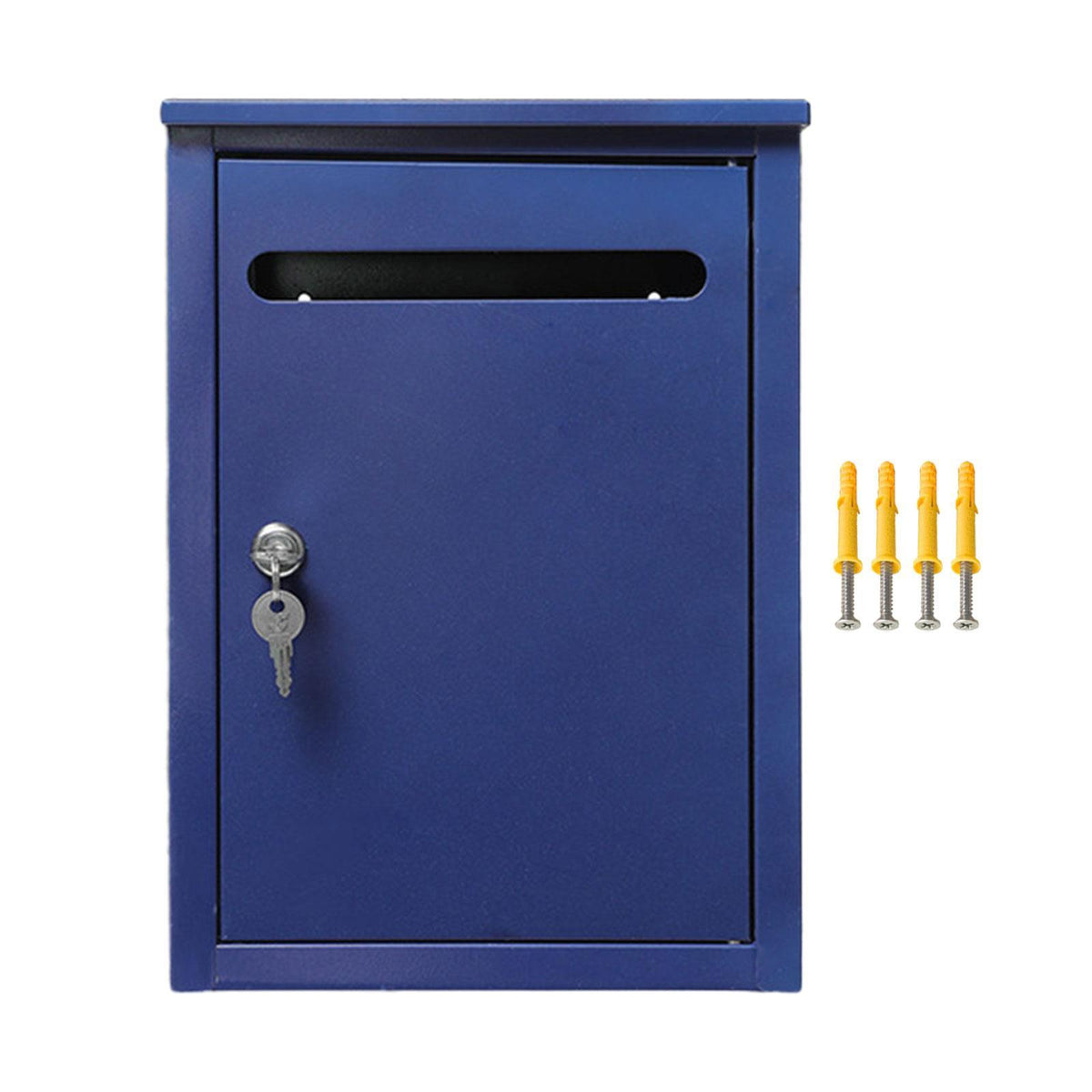 Maxbell Wall Mount Lockable Mailbox Anti Ruse Easy Installation House Large Drop Box Blue