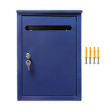 Maxbell Wall Mount Lockable Mailbox Anti Ruse Easy Installation House Large Drop Box Blue