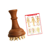 Wooden Massage Body Brush 29 Brass Tooth Women Men Gua Sha Massager 8.5x14cm with point picture