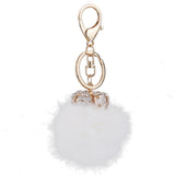 Maxbell Rhinestone Crown Hairballs Keyring Crystal Charm Pendant Keychain