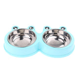 Maxbell Maxbell Frog Shape Dog Feeder Double Food Bowls Water Dish  Blue