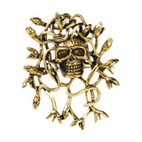 Maxbell Halloween Skull Brooch Pin Sturdy Fashion Dress Accessories Gothic for Party gold
