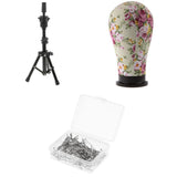 Maxbell Mannequin Model Cork Canvas Block Head Holder Stand T Needle Pins Wig Making