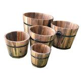 Maxbell 5x Wooden Barrel Planters Versatile Farmhouse Home Office Decor with Handles