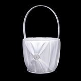 Maxbell Double Heart Crystal White Ring Bearer Pillow 4" & Wedding Flower Girl Basket