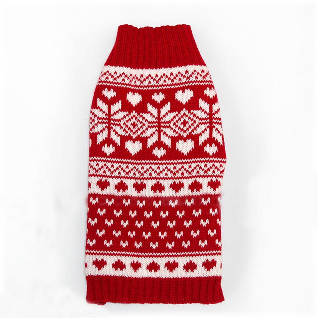Maxbell Maxbell Christmas Snowflake Spotted Dog Sweater for Pet Dog Red and White Size M