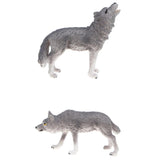Maxbell 2x Plastic Animal Model Figurines for Kids Gift Home Decor - Grey Wolves