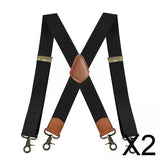 Maxbell 2xSuspenders for Men Heavy Duty Suspenders Adjustable Casual 3.5cm Wide Braces Black