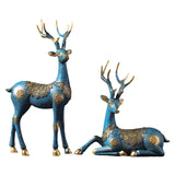 Maxbell 2Pcs Elk Statues Home Decor Reindeer Sculptures Deer Figurines Light Bronze