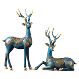 Maxbell Maxbell 2Pcs Elk Statues Home Decor Reindeer Sculptures Deer Figurines Light Bronze