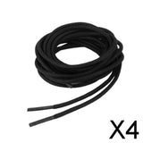 Maxbell 4x3mm Waxed Cotton Round Shoelaces Black Cord Laces Brogues Shoes 80cm