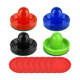 Maxbell 4 Air Hockey Pushers and 8 Pucks 2.5 inch Pucks for Family Game Tables Party 4 Colors