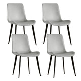 Modern dining chair set of 4 pieces, with floral grey PU leather seats and