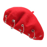 Maxbell Beret Hat for Women Elegant Chic Decoration Felt Beret for Fall Driving Trip Red