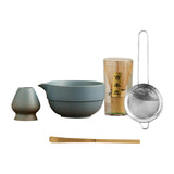 Maxbell Matcha Set Sturdy Japanese Tea Making Tools Sifter Bamboo Spoon Complete Kit Blue
