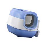 Maxbell Hooded Cat Litter Box with Lid Sturdy Portable Large Pet Litter Box with Lid Blue