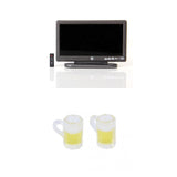 Maxbell Dolls House Miniature Wide Screen Television Flat-Panel LCD TV + 2pcs Beer Mugs