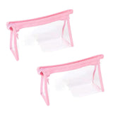 Maxbell 2Pcs Zipper Pencil Bag Transparent Pencil Case Makeup Cosmetic Bags File Pen Pink